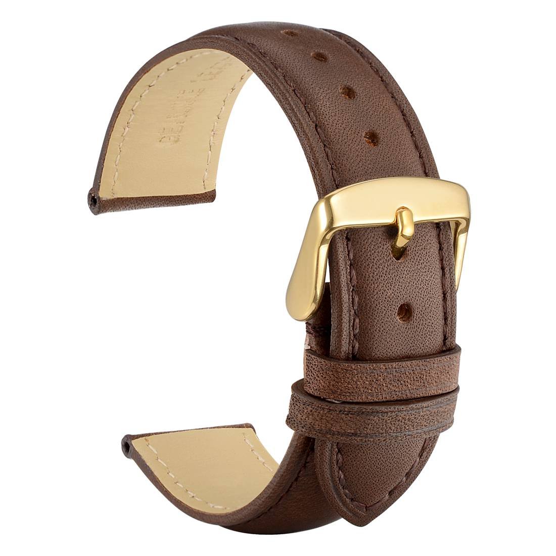 Watch Band 14mm 16mm 18mm 19mm 20mm 21mm 22mm 23mm 24mm - Vintage Leather Watch Strap,Choice of Color and Width, Dark Brown / Tone on Tone Stitch, 16mm - 5/8", Vintage