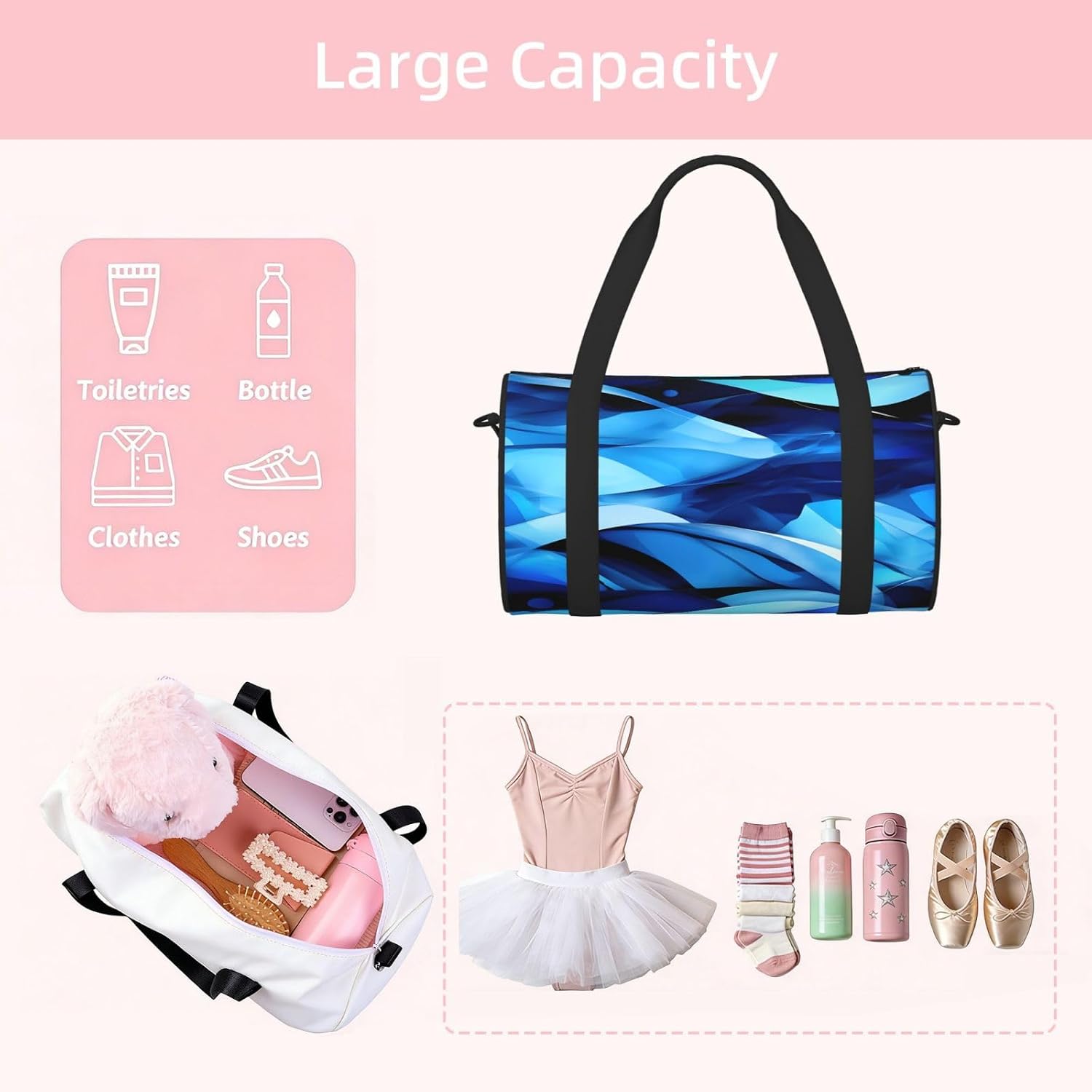 Abstract Blue Print Sports Tote Bag Lightweight Water-Resistant Gym Backpack Travel Supplies
