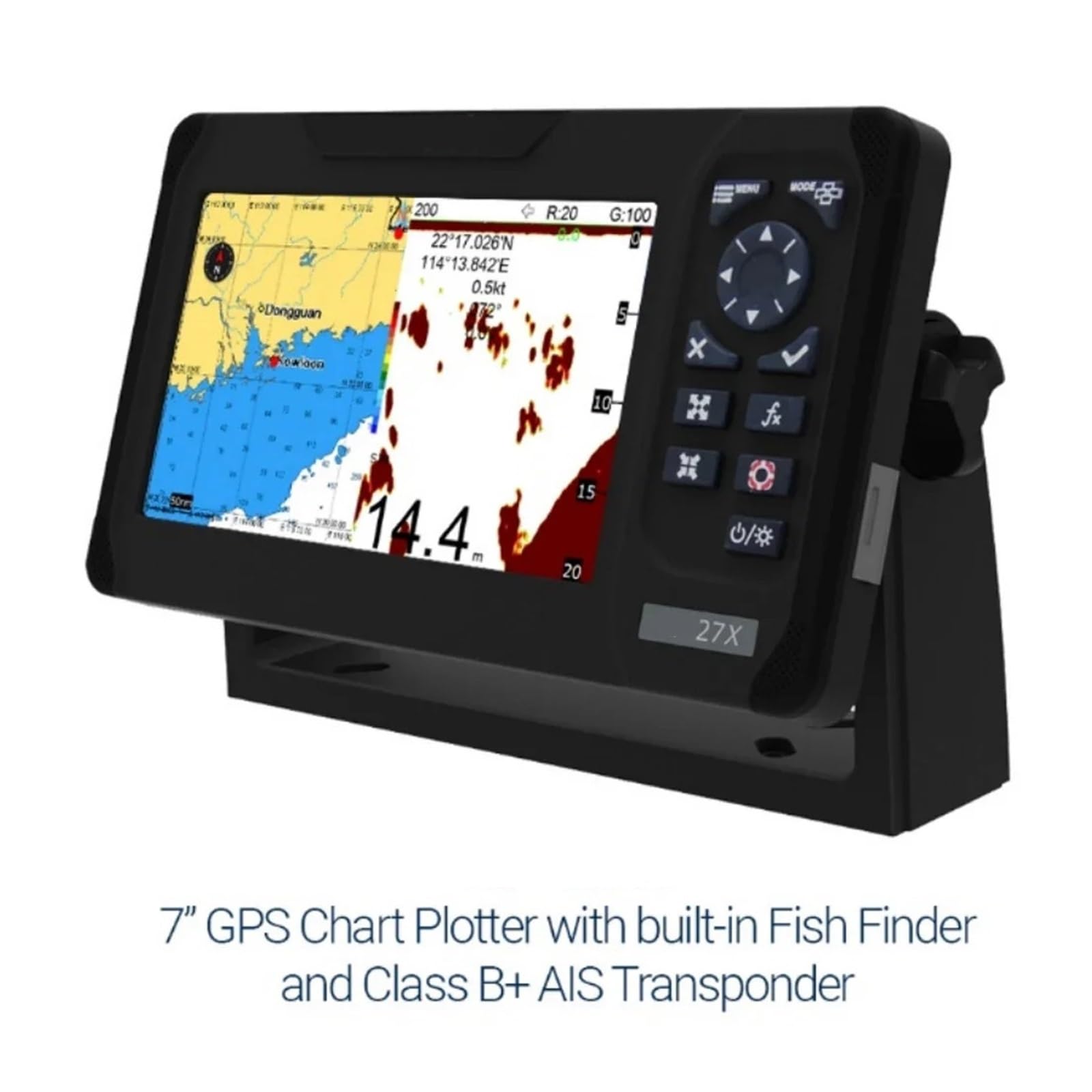 Traceur De Cartes GPS Marin IP66 7 Pouces 4-en-1 avec Échosondeur Et Détecteur Poissons AIS Intégré Navigation PréCise