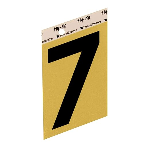 Hy-Ko GG-25/7 Self-Adhesive Aluminum Number, 3.5", Black/Gold