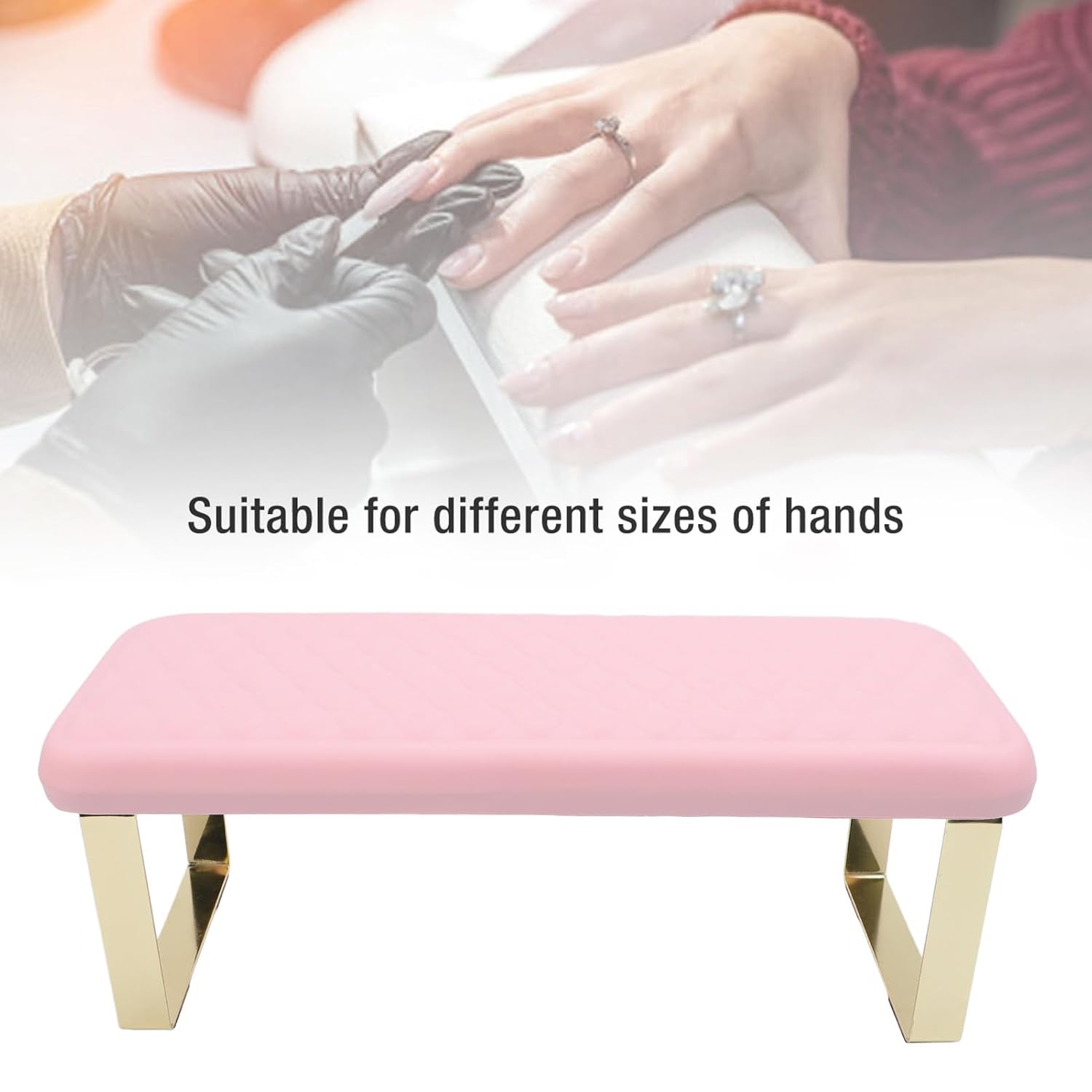 Arm Rest for Nails Tech, Professional PU Leather Nail Hand Rest for Manicure - Nail Technician Use Must Have (Pink)