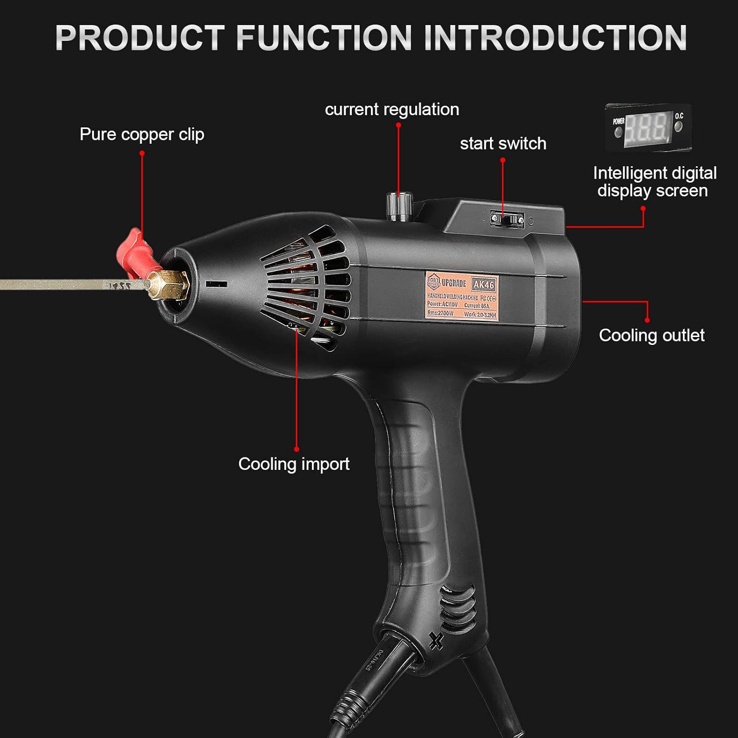 WonVon Portable Arc Welding Machine Equipment - IGBT 110V Handheld Intelligent Digital Display 120 Amp Adjustable Current Fit for 3/32"-1/8" Welding Arc Welder Wire rod with Welding Tool Set : Tools & Home Improvement