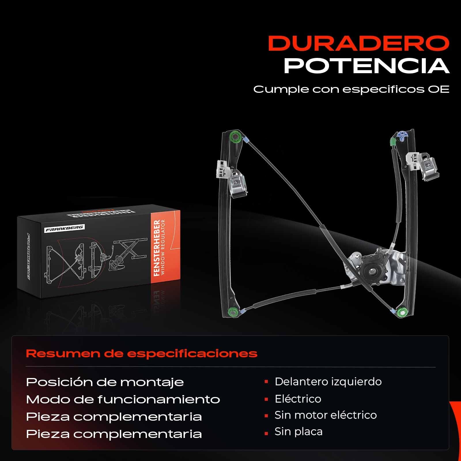 Frankberg Elevalunas sin Motor 4/5-Puerta Delantera Izquierda Compatible con Polo 6N1 6N2 Todo Motor Hatchback 1994-2001 Sustituir# 6N4837461