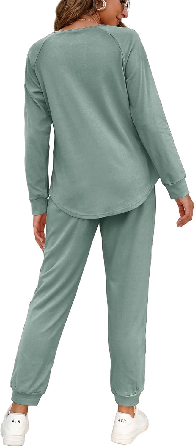 WIHOLL Two Piece Outfits for Women Lounge Sets Button Down Sweatshirt Sweatpants Sweatsuits Set with Pockets - Image 2