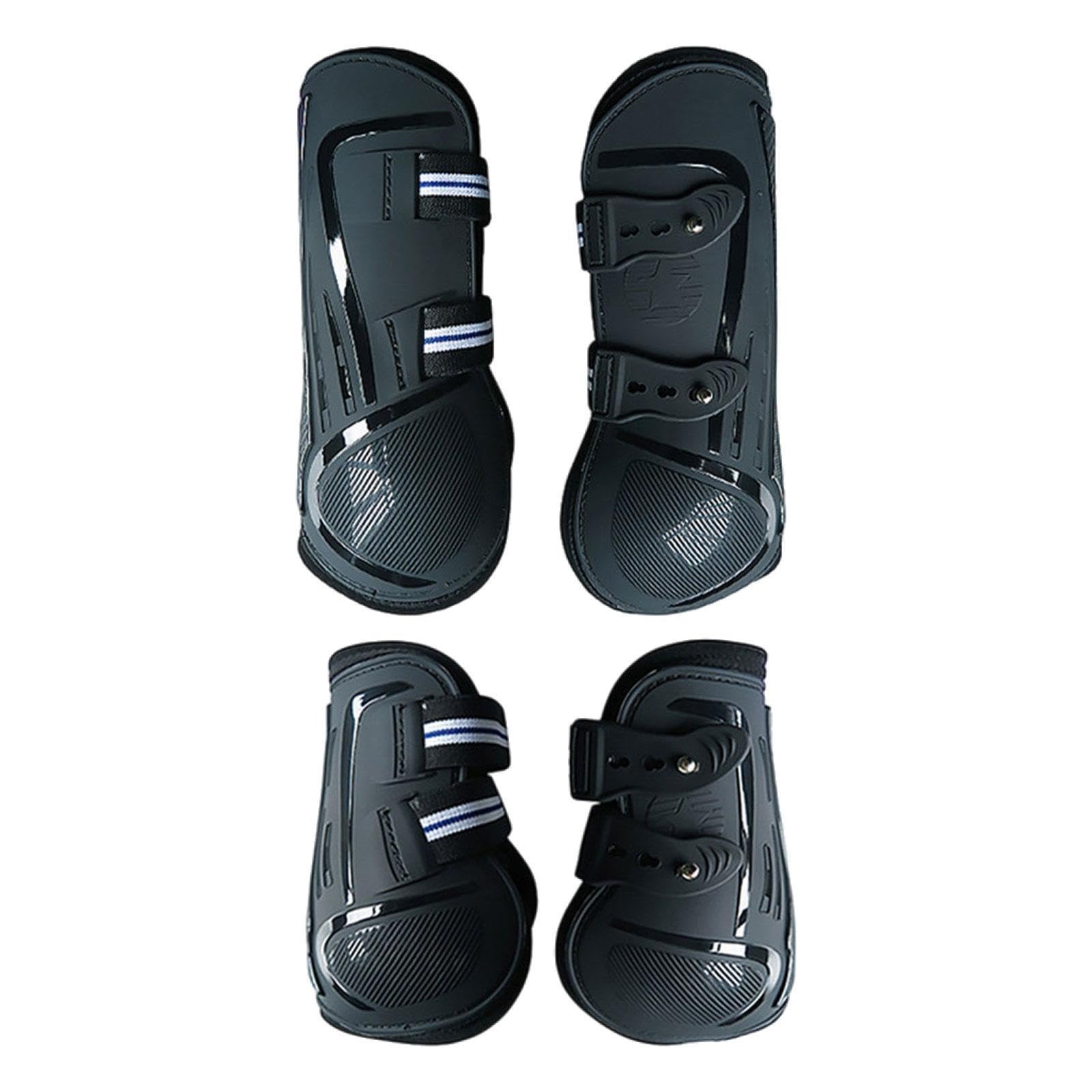 4X Pferde Stiefel Bein Schutz Unterstützung Stoßdämpfende Bein Wraps Bein Schutz für Springen Training Reiten REIT Zubehör, schwarz L