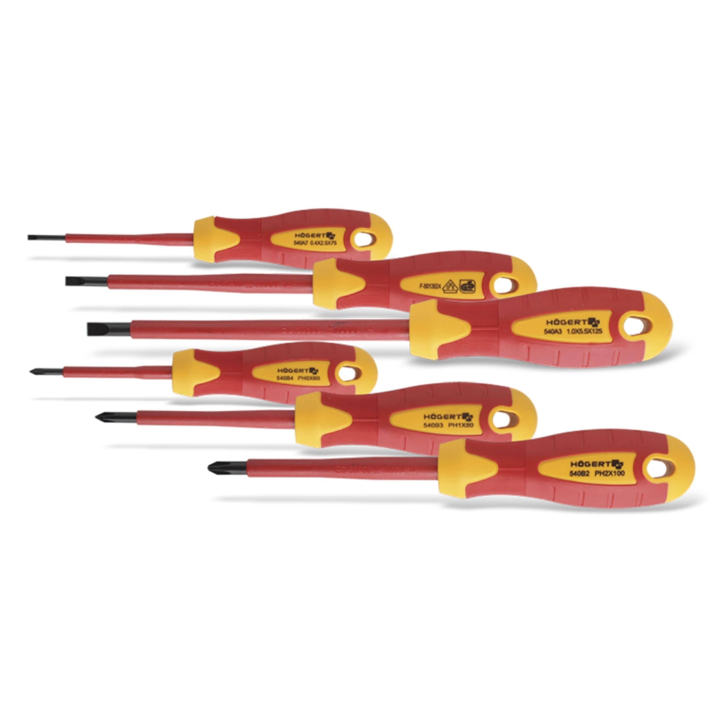 Högert Technik, 1000V S2 Steel Insulated Screwdriver Set of 6 HT1S996