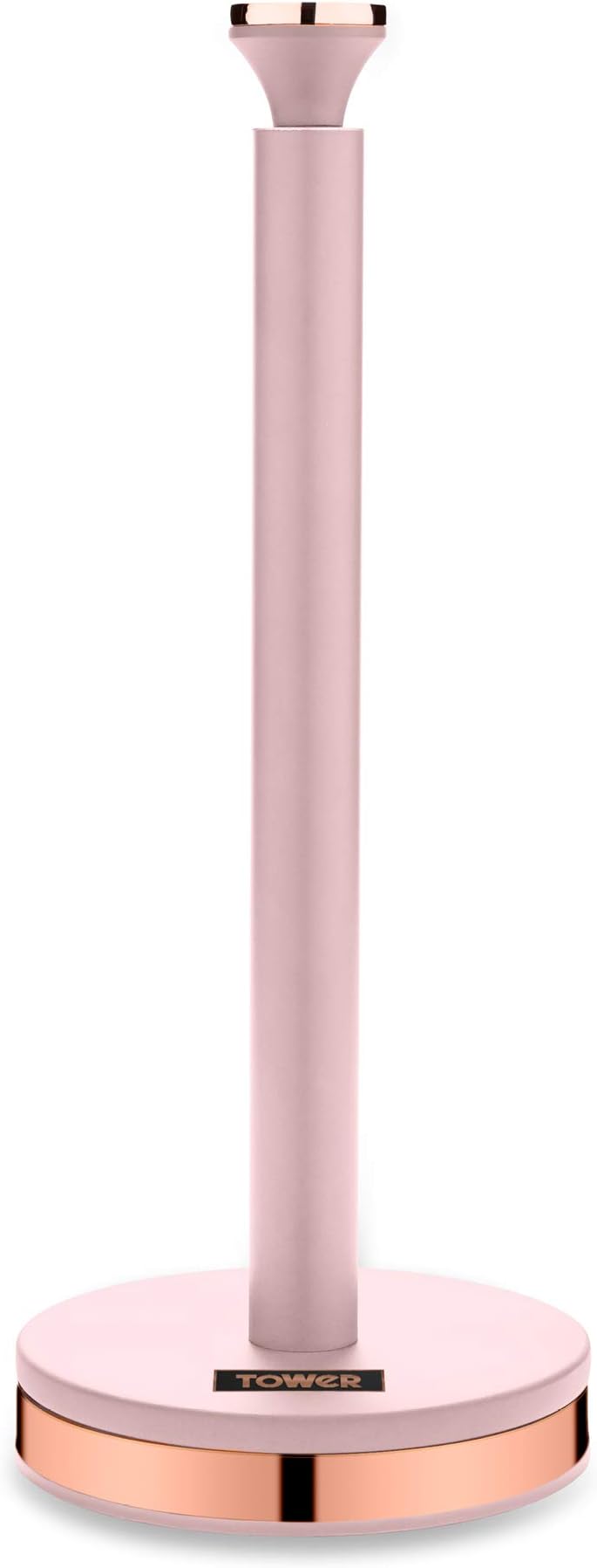 Tower T826133PNK Cavaletto Towel Pole Kitchen Roll Holder with Soft Underliner, Marshmallow Pink and Rose Gold