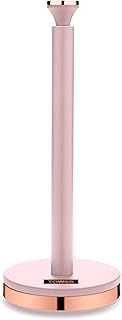 Tower T826133PNK Cavaletto Towel Pole Kitchen Roll Holder with Soft Underliner, Marshmallow Pink and Rose Gold