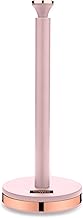 Tower T826133PNK Cavaletto Towel Pole Kitchen Roll Holder with Soft Underliner, Marshmallow Pink and Rose Gold