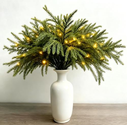 Aiceenza 30pcs Christmas Norfolk pine branches, 15 inches, e