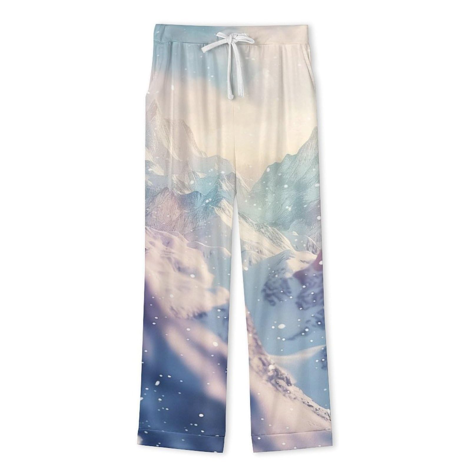 Completo Pigiama da Uomo - Paesaggio Montano Innevato Pigiama A Maniche Lunghe Abbigliamento da Casa 2 Pezzi Top + Pantaloni Morbido E Caldo Pigiama Autunnale E Invernale