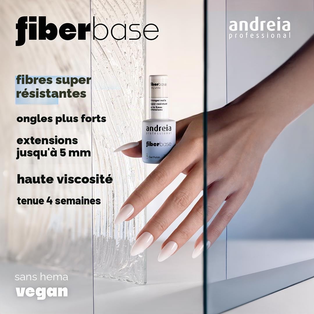 Andreia Couche de base professionnelle en gel pour ongles – Base de haute viscosité pour vernis gel enrichie en fibres synthétiques – Végétalien et sans héma 10,5 ml (transparent, 10,5 ml)