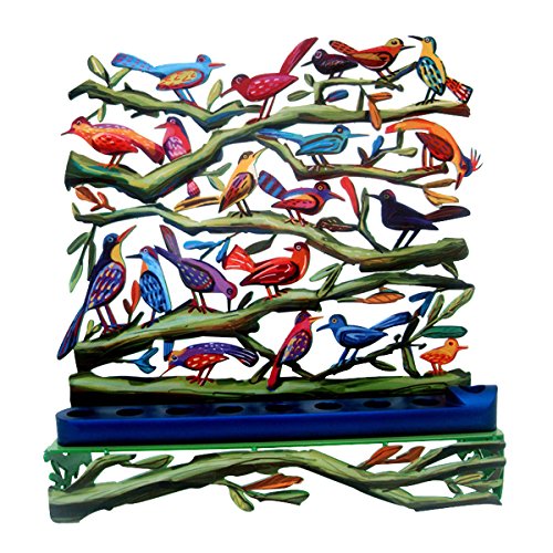 Judaica Menorah Hanukkah Candles Holder 9 Branch David Gerstein Art HANUKKAH MENORAH OBJECTS TWITERS BIRDS Bundle