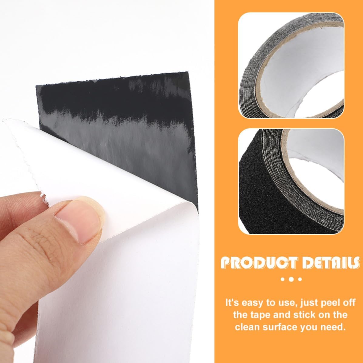 2 Rolls Black PVC Anti Slip Tape for Stairs and Indoor Safety Grip