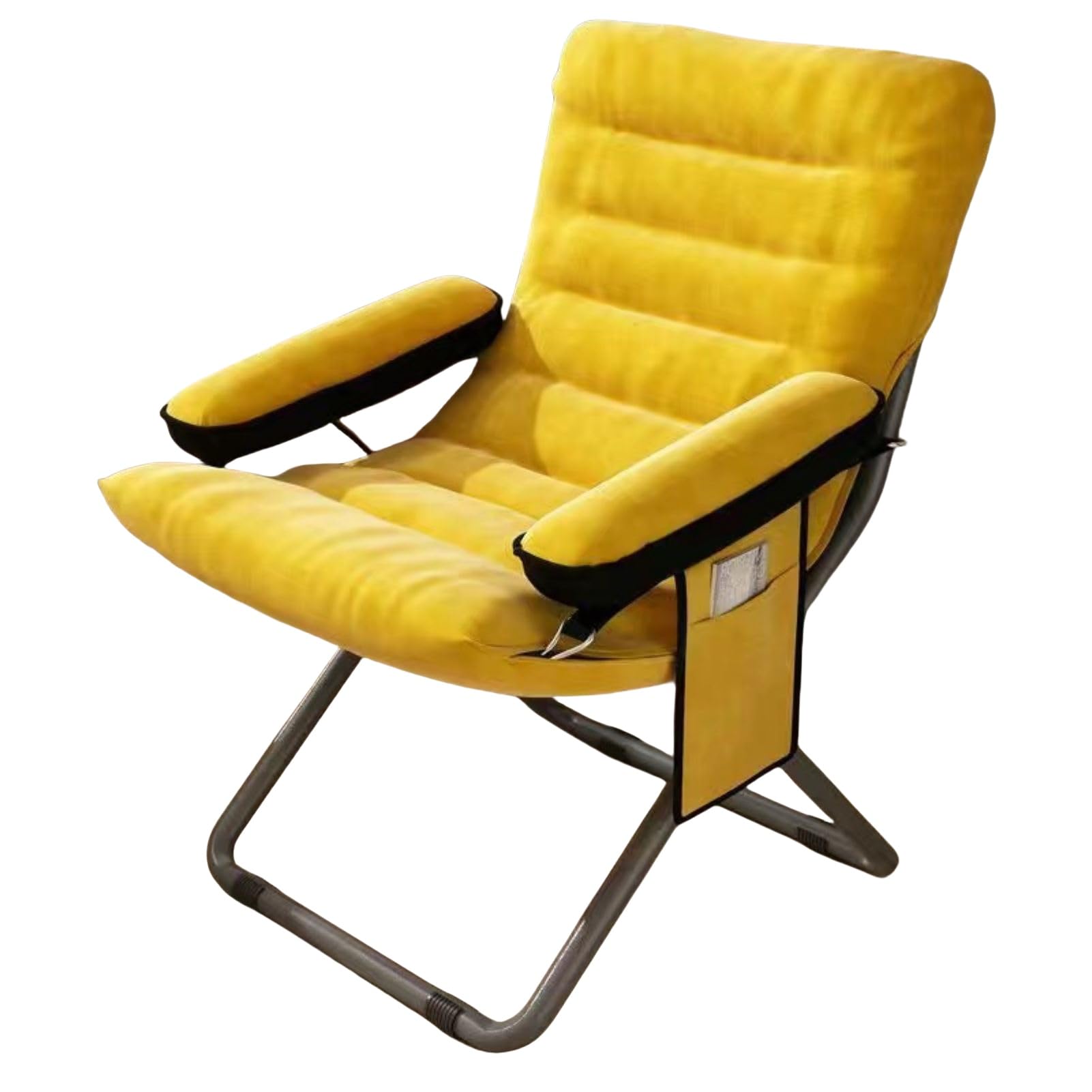 XRBCNMM Foldable Armchair with Adjustable Seat Height and Large Storage Pockets Modern Living Room Chair Comfy Lounge Chair for Bedroom Office Balcony (Yellow,Package 1)