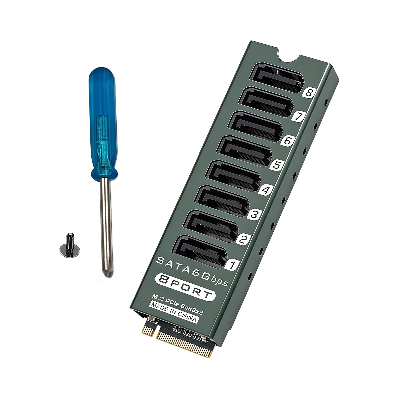 Konwerter Pcie Na Sata3, Obsługuje Jednoczesne Podłączenie 8 Dysków Twardych, Prędkość Transferu 6 Gb/s, Obudowa Ze Stopu Aluminium I Kontrolki Led