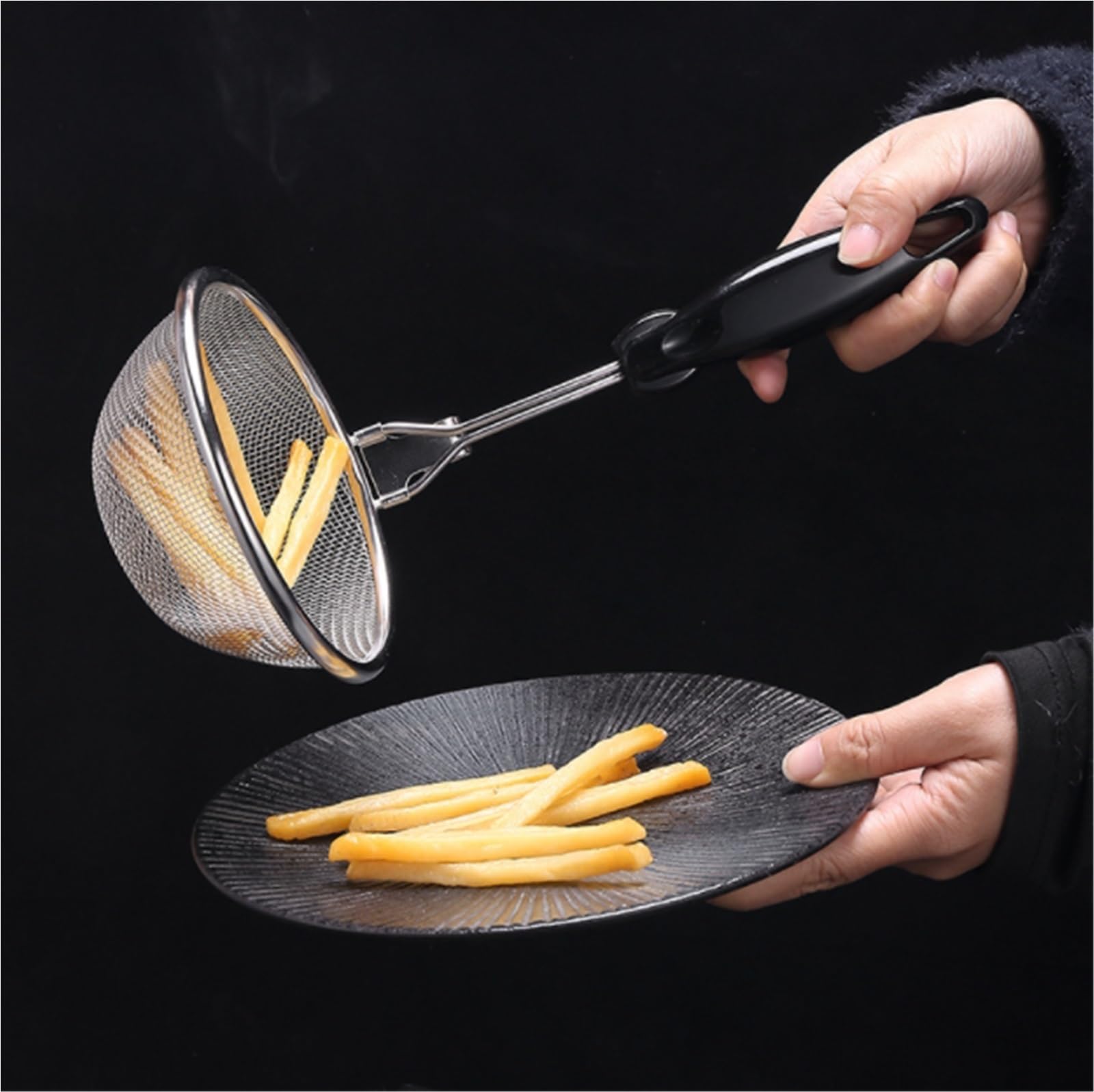 Schaumlöffel Küchensieb Edelstahl Zaun Küchenwerkzeuge Web Spinne Sieb Pasta Schlitzlöffel Zum Kochen Frittieren(13cm)