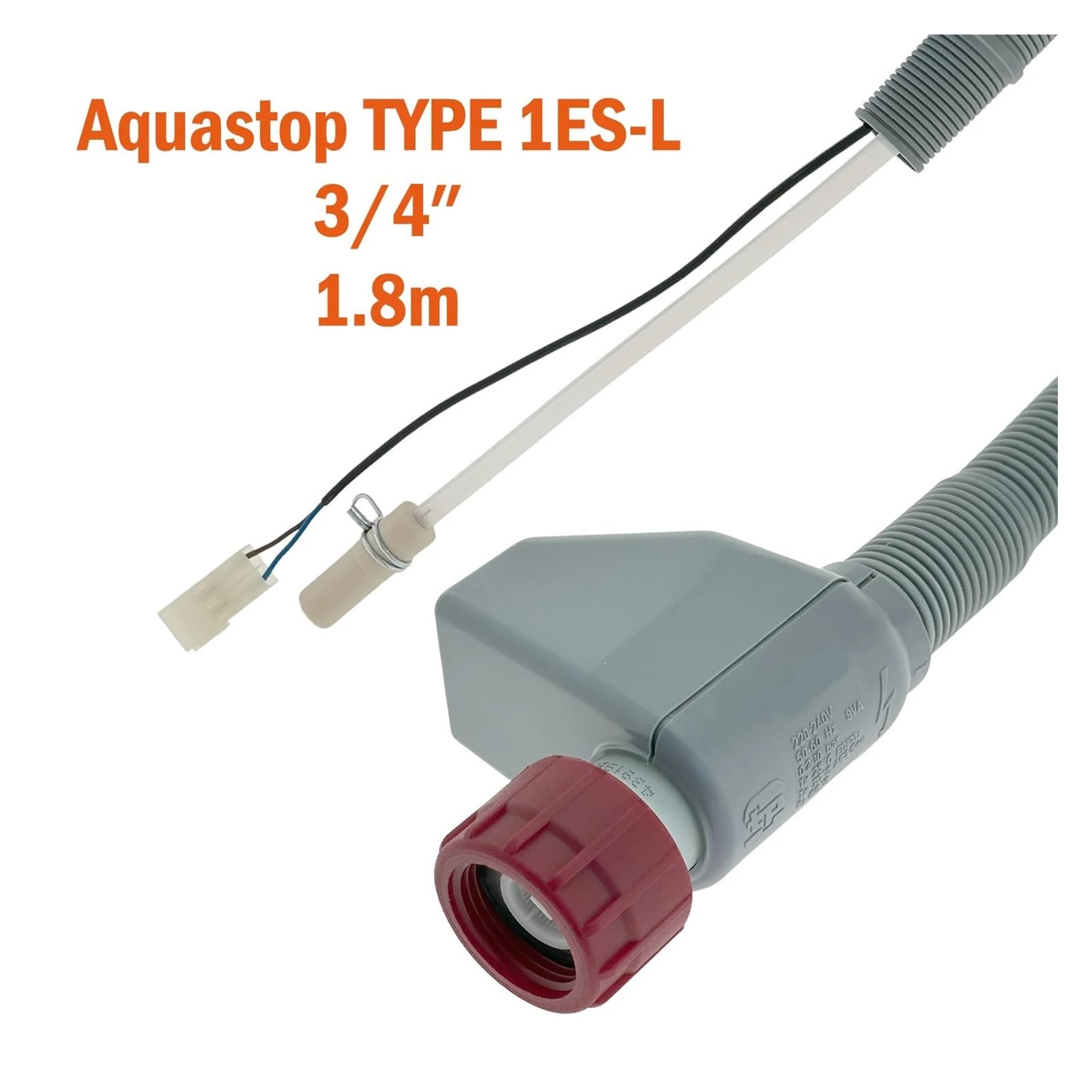Manguera de entrada Aquastop para lavavajillas 1ES-L, compatible con Midea, 1,8 m
