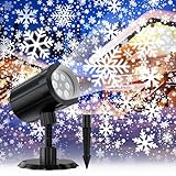 Christmas Projector Lights Outdoor, GUSODOR Dynamic Snowflake Projector IP65 Waterproof Snow Projection Lights for Indoor Outdoor Christmas Decoration, Holiday, Wedding, Yard Decor