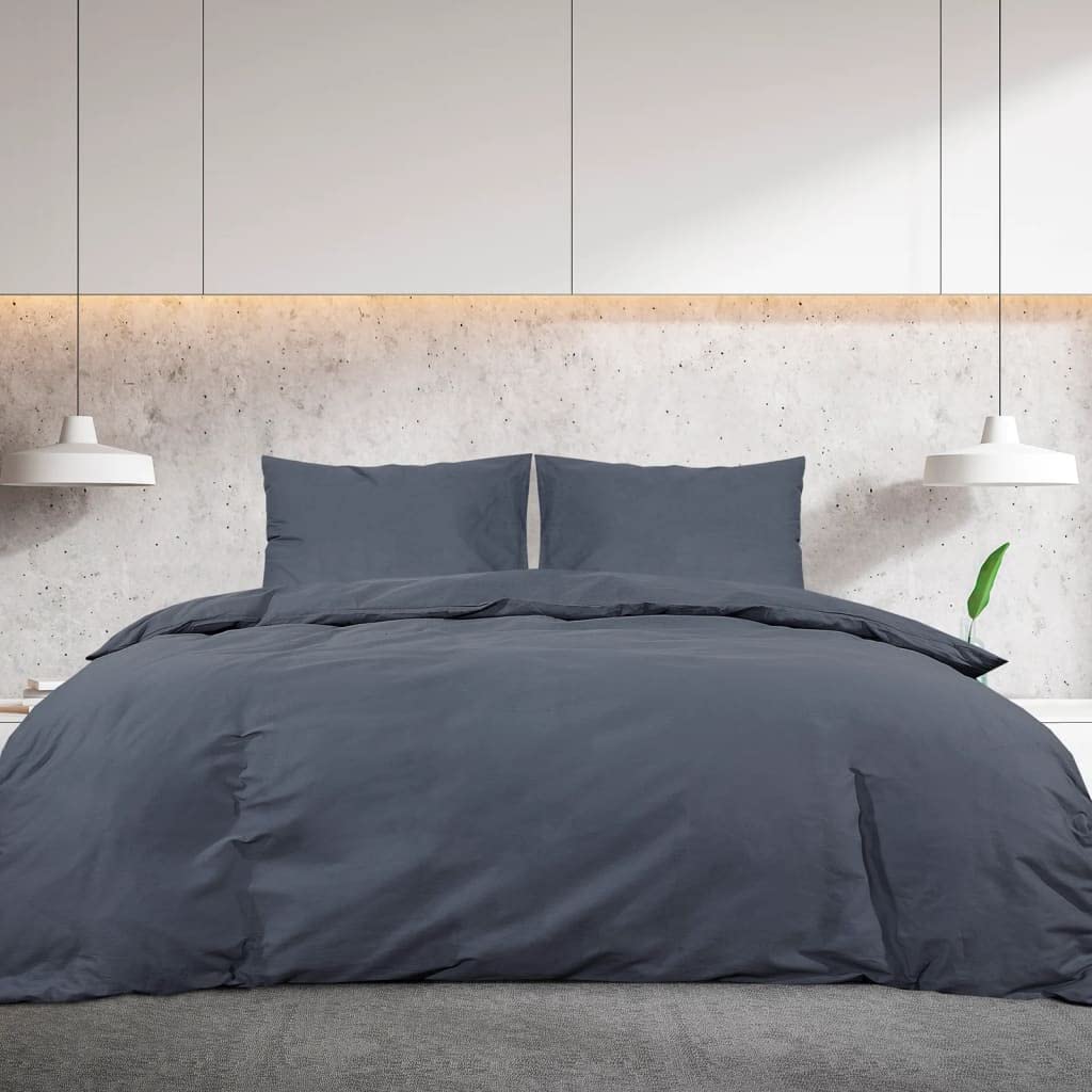 Generico Set Copripiumino Antracite 260x240 cm in Cotone,Biancheria,Lenzuola e Coperte,Copripiumini-136084