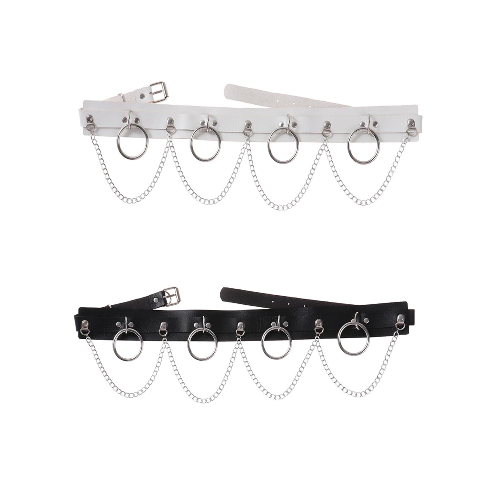 RWRAPS Unisex Taille Kette Gürtel PU Leder Körper Kette Gürtel Metall O-Ring Gürtel Nachtclub Party Gothic Schmuck Zubehör