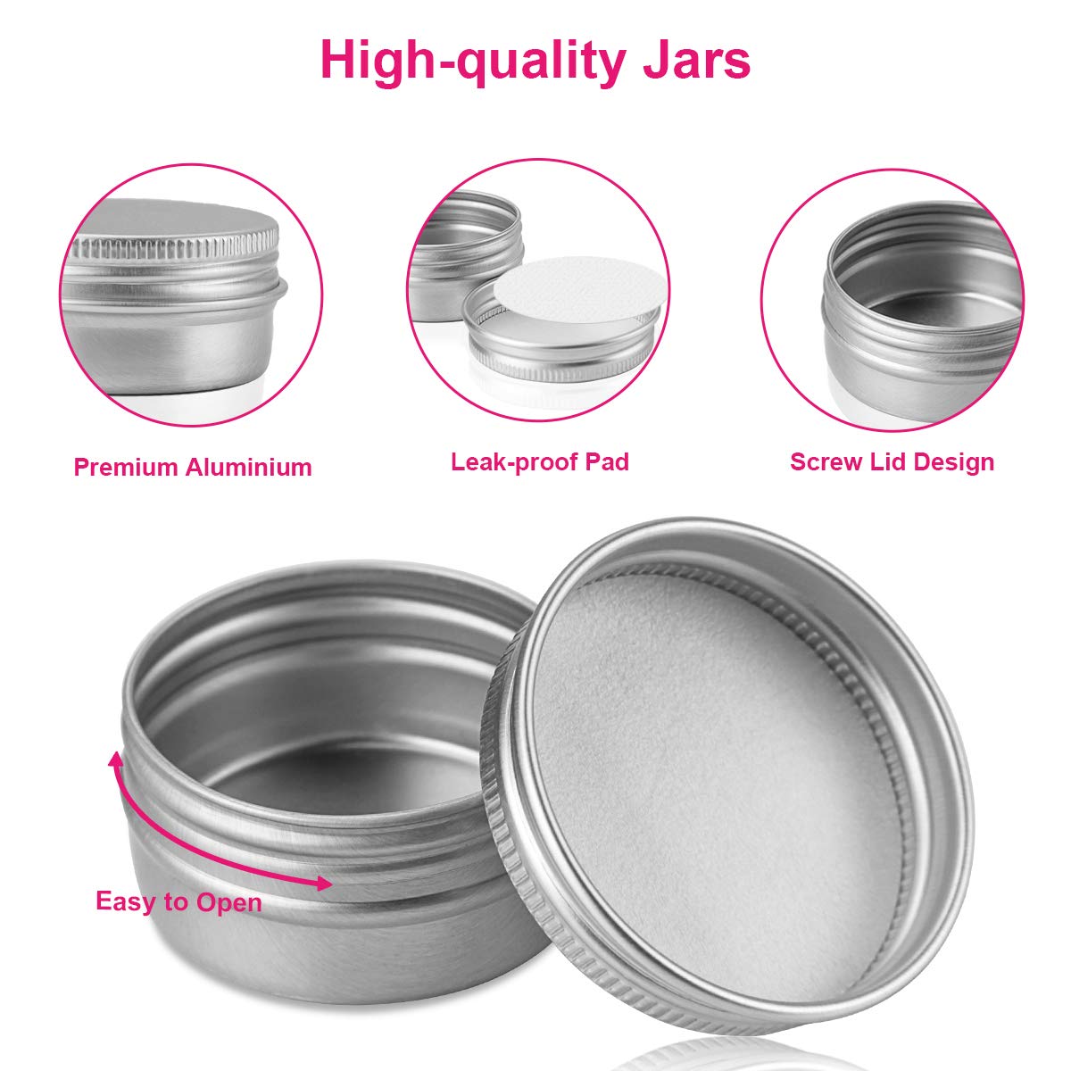 BELICOO Lot de 24 pots vides en aluminium de 20 ml de voyage à crème Multicolore