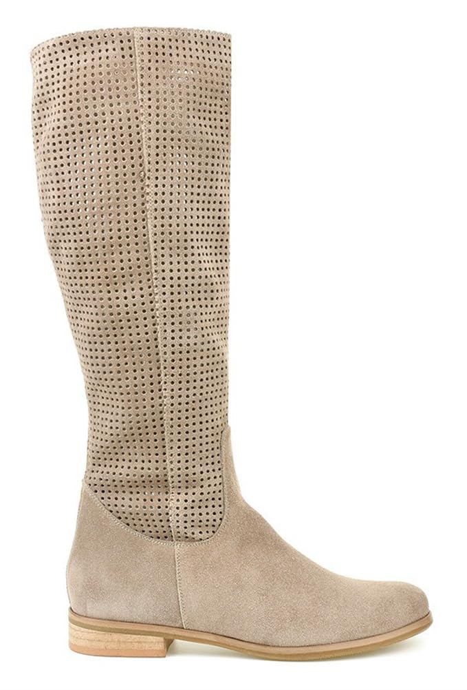 ORANDESIGNE Stivali Western Estivi da Donna Alla Caviglia Motivo Traforato Stivali da Cowboy in Camoscio Boho chic