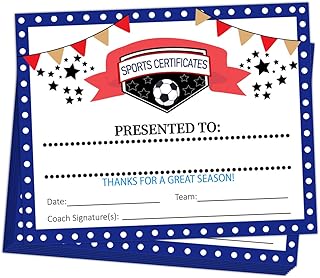 25 PCS End of Season Soccer Awards Certificate,Soccer Sports Certificate of Achievement Appreciation for Boys Girls Students Teachers Employees,Play Gifts, 8x10 Inch