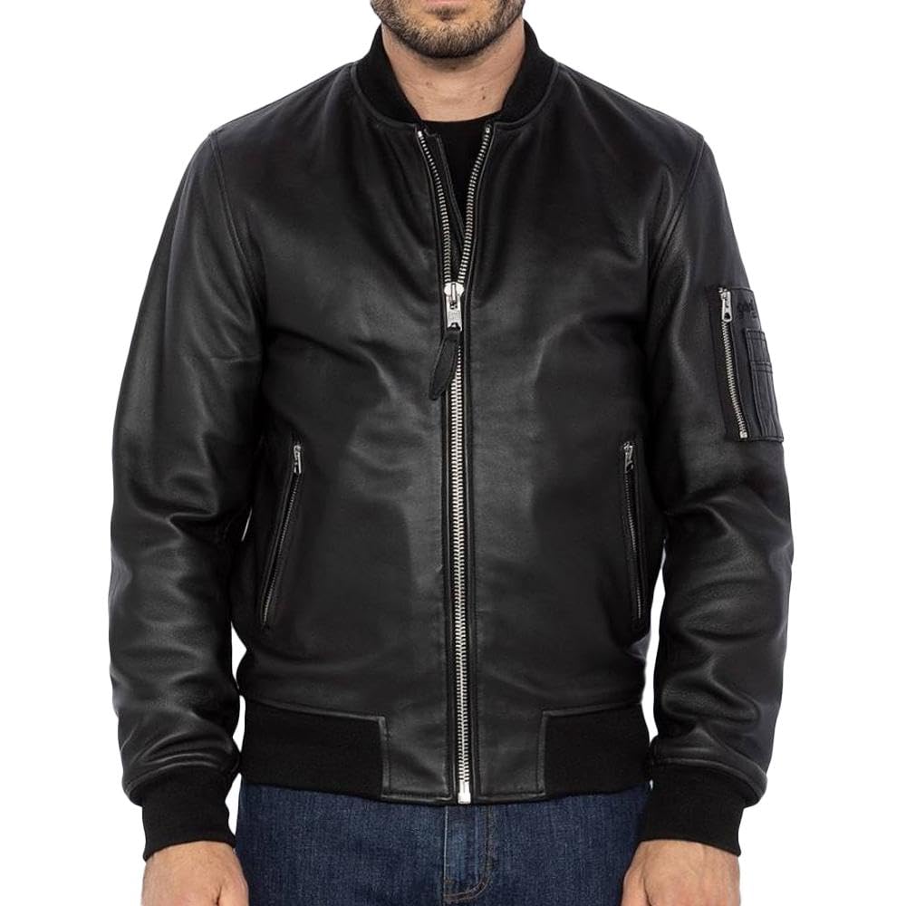 Schott Nyc Men's Black Schott Lcbomba Leather Jacket, L