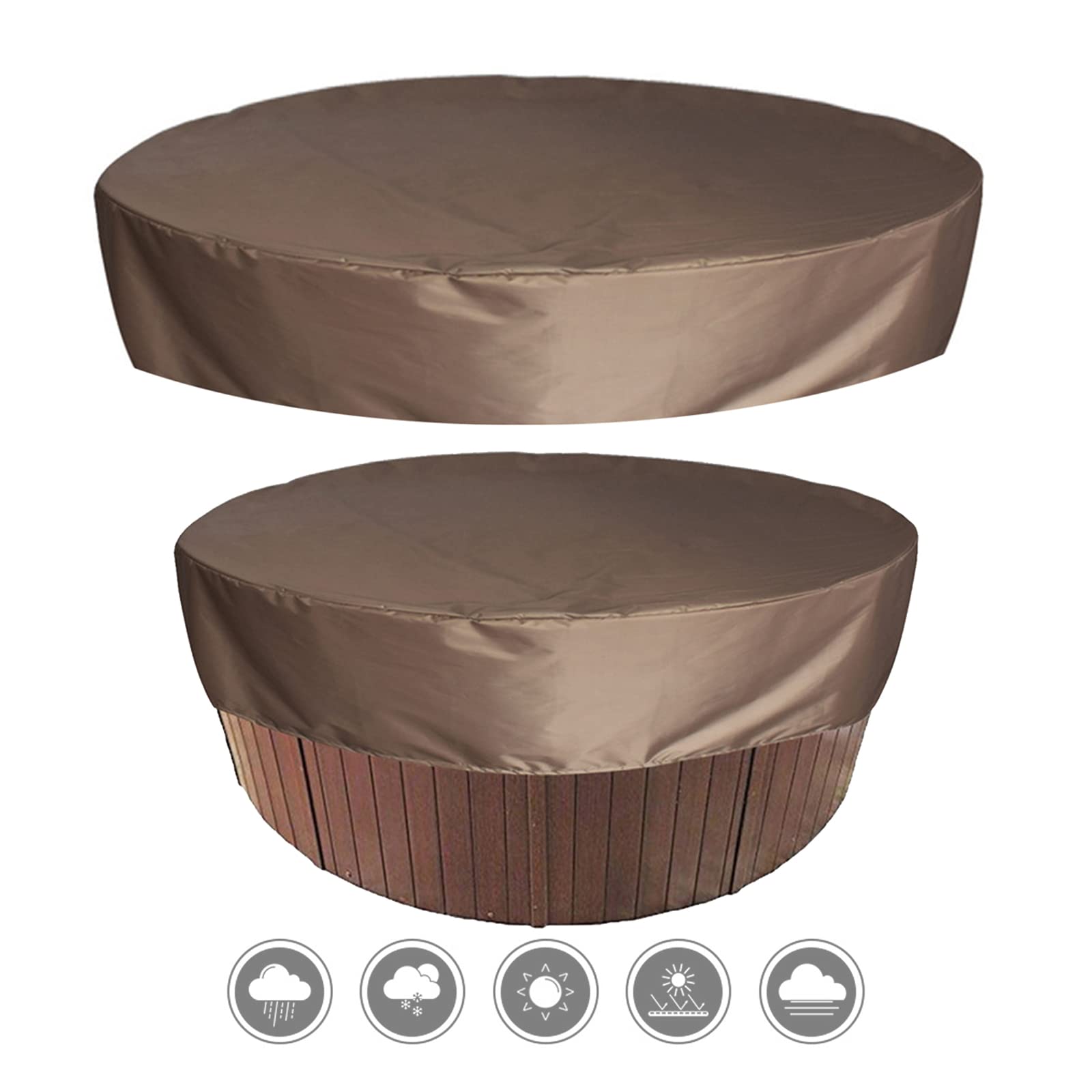SJASD Universal Thermal Hot Tub Cover, Hot Tub Spa Cover Replacement,Waterproof, UV Resistant,Round Outdoor Spa Cover - Fits all Hot Tubs,Brown,210×30cm