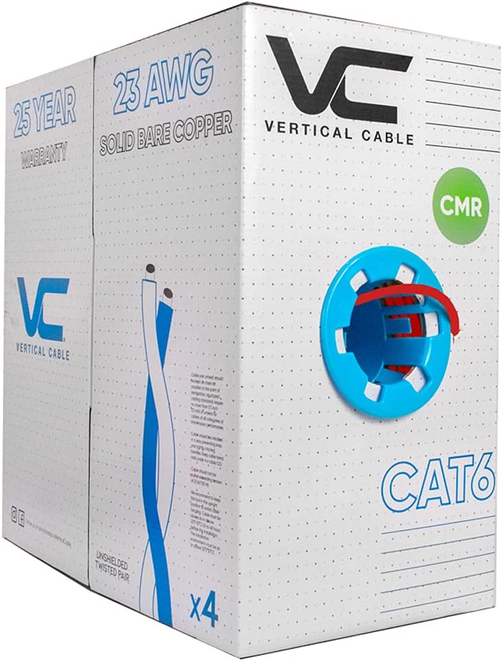 Vertical Cable Cat6, 550 MHz, UTP, 23AWG, Solid Bare Copper,1000ft, Bulk Ethernet Cable - 161 Series, Gray
