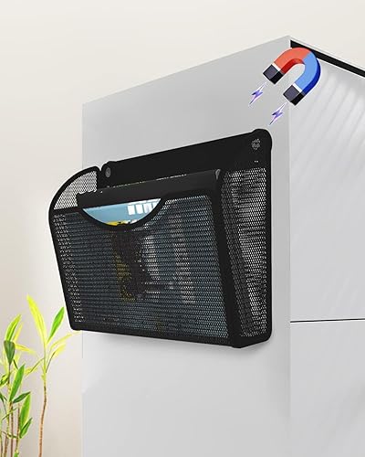 Miniatura 2 de Baoce Soporte magnético para archivos de 1 nivel, organizador de archivos de instalación sin perforación, soporte magnético de gran capacidad para