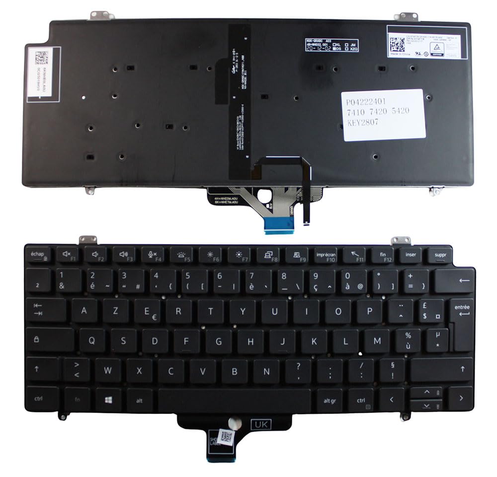 Clavier pour ordinateur portable Dell Latitude 14 5420 noir pour travailler le soir