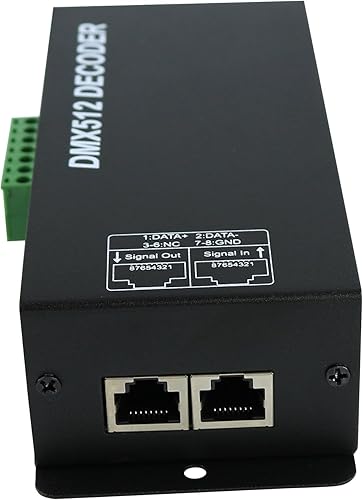 AMKI Controlador de decodificador LED DMX 512, decodificador de pantalla digital de 4 canales, controlador de decodificador de luz LED DMX512,