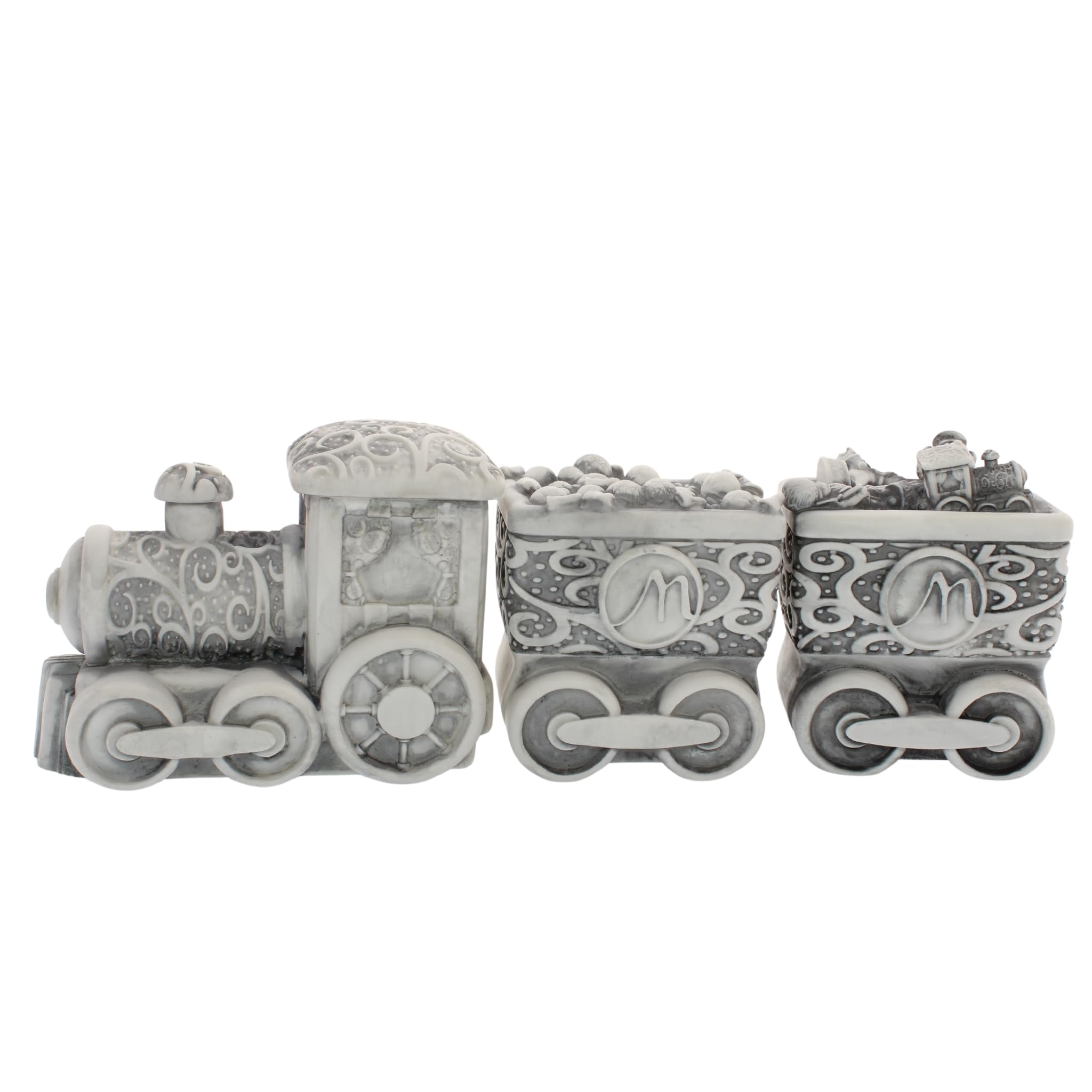 Moranduzzo Firenze 1946 - Soprammobile Treno Merano in Marmoresina effetto statua, Pitturato e Decorato a Mano, 100% Made in Italy (Treno Merano completo)