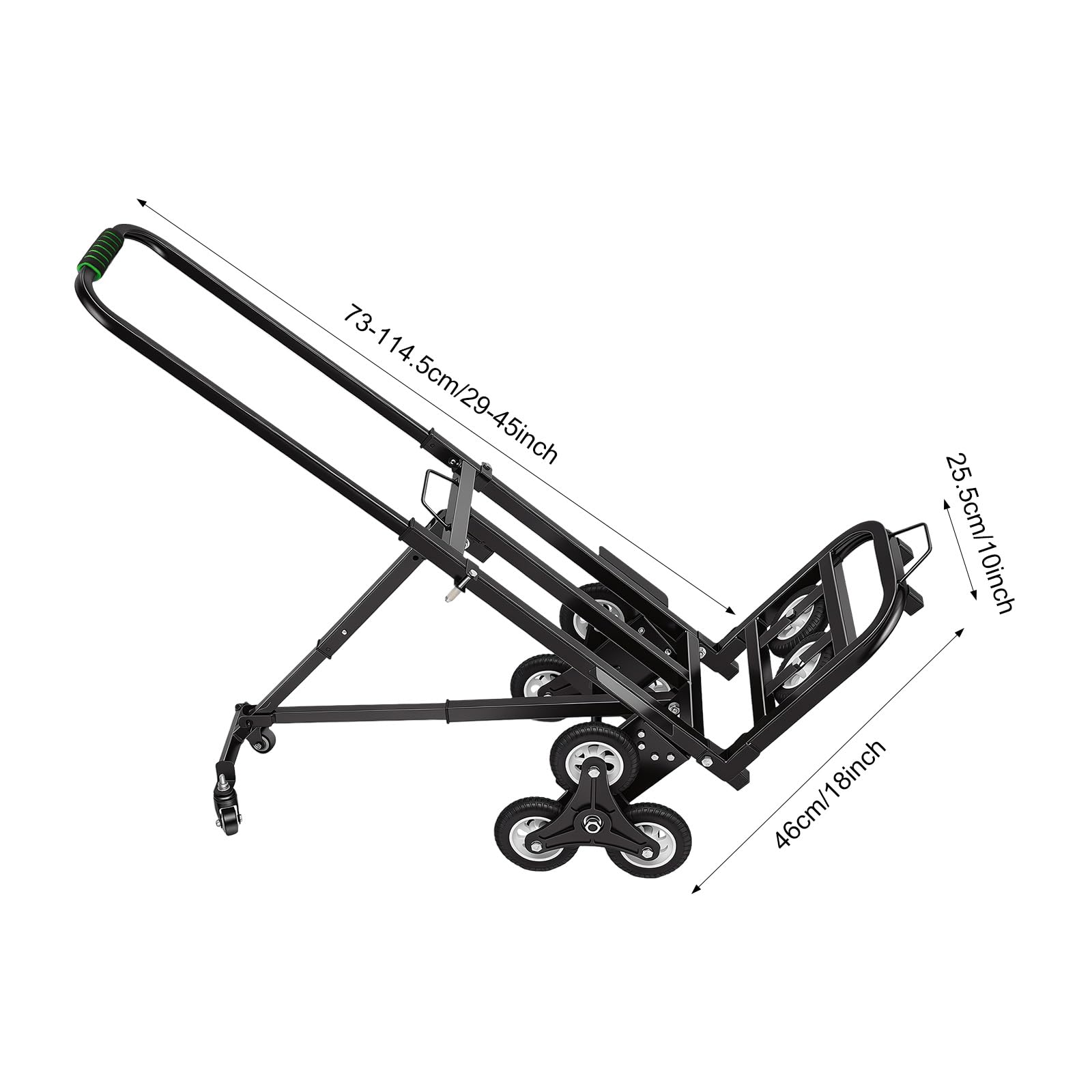 Wózek transportowy, składany wózek schodowy, 150 kg, stalowa rama, 10 kół, montaż wielokołowy, łatwy bieg