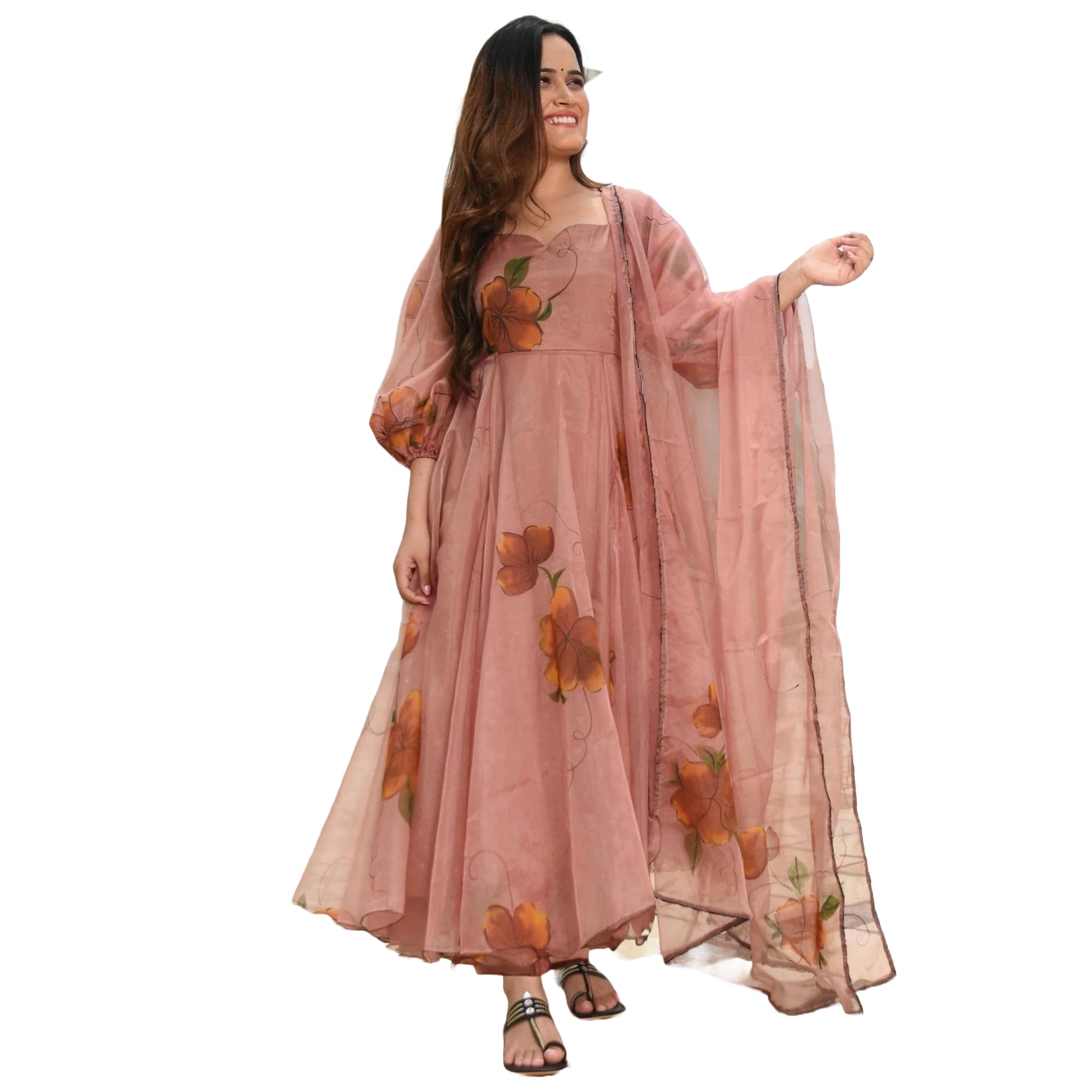 Kedar Fab Women Digital Print Georgette Anarkali Kurta Dupatta Set