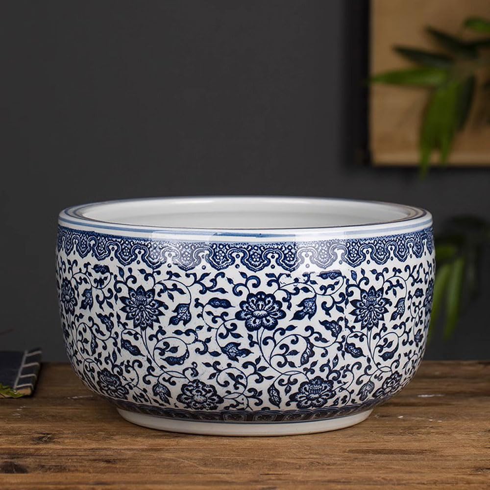 DFGHNBVC Chinoiserie Design Blue And White Porcelain Planter Pot For Orchid Ceramic Planter Succulent Plant Pots Without Drainage Hole Orchid Container Indoor Gardening,13