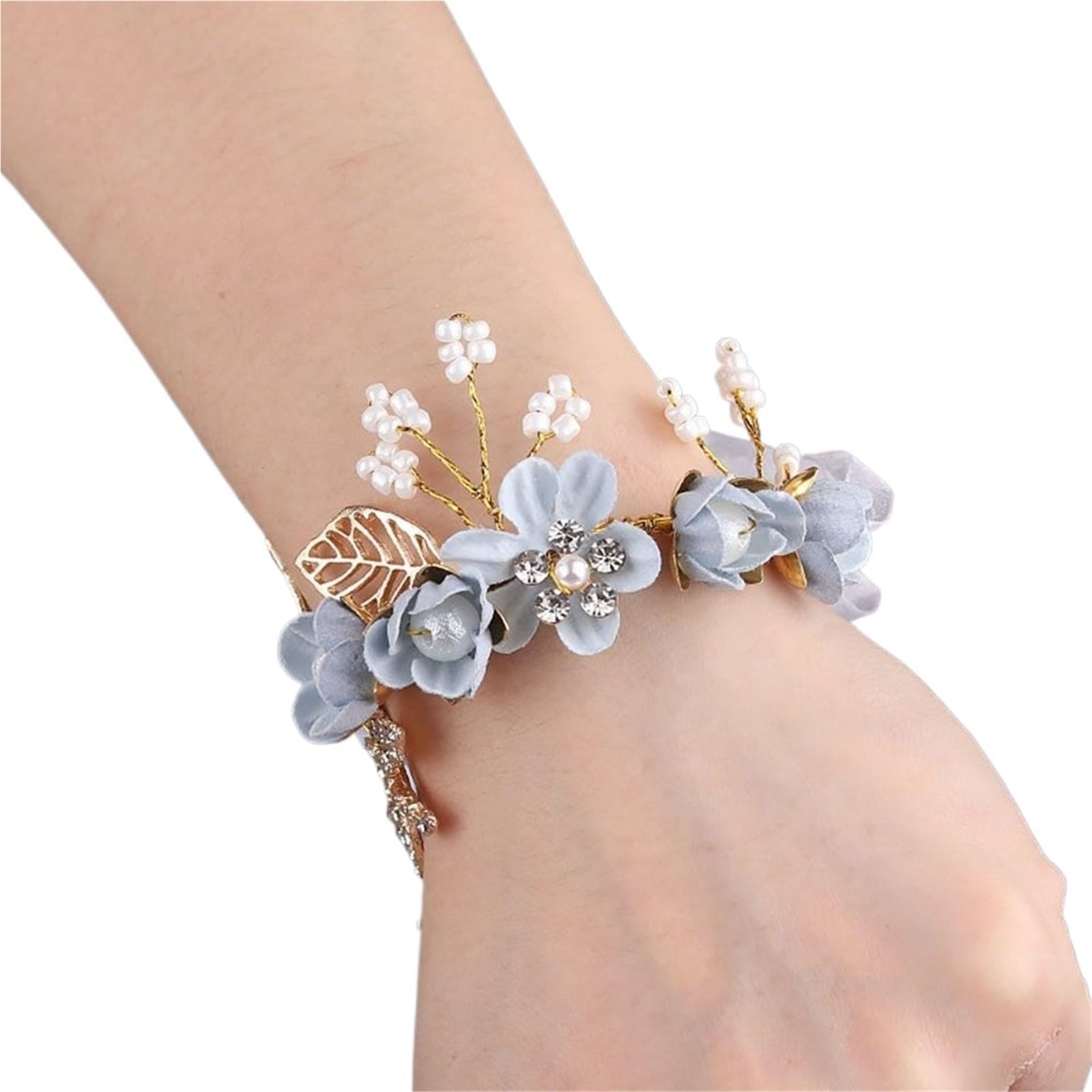 ERHTGUO 4pc Hand Flower Bridal Prom Accessories Dancing Party Decor Bride Wrist Bridesmaid Flowers(Color5)