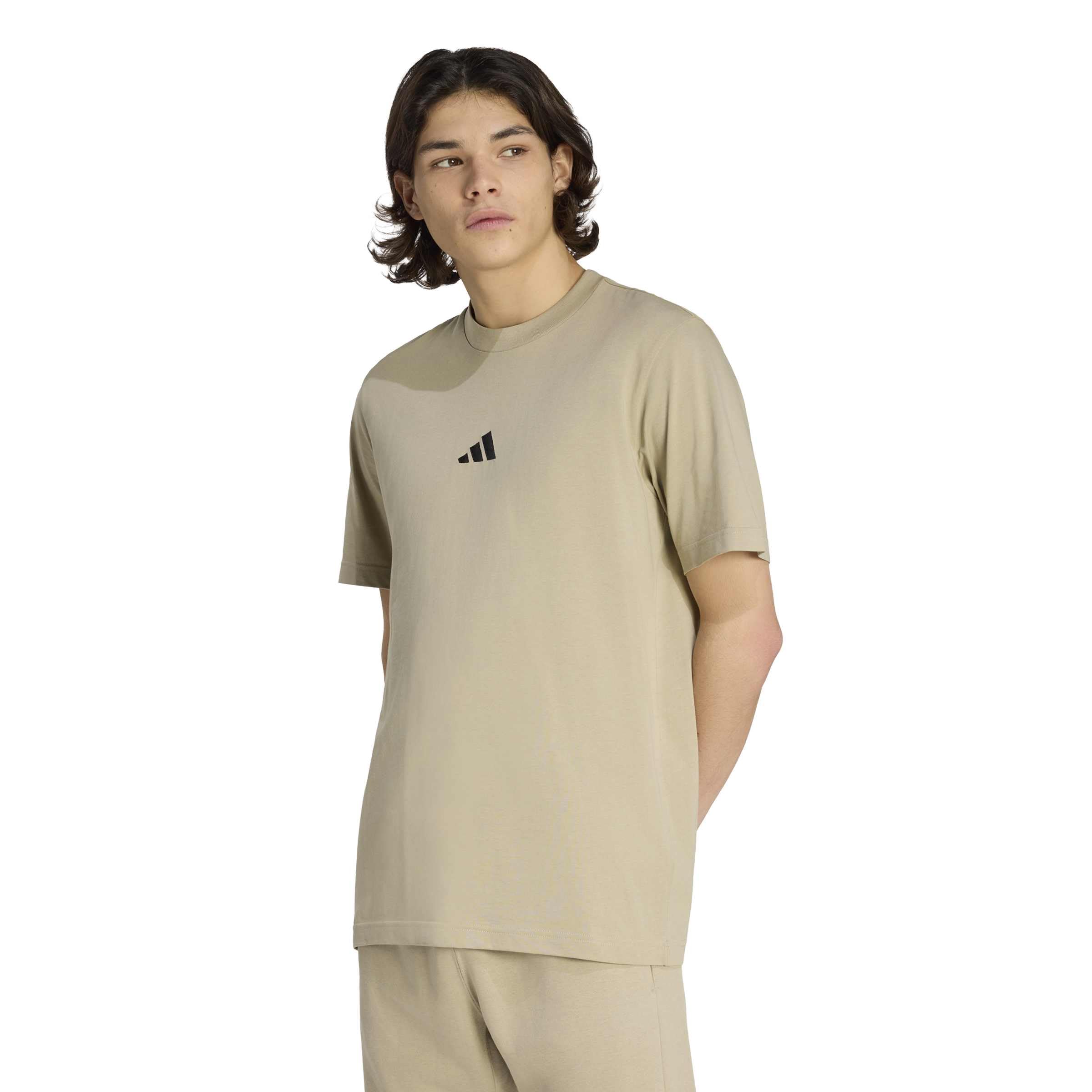 adidas Men's Essentials Small Logo Single Jersey TEE, Wonder Cargo/Black, XXL