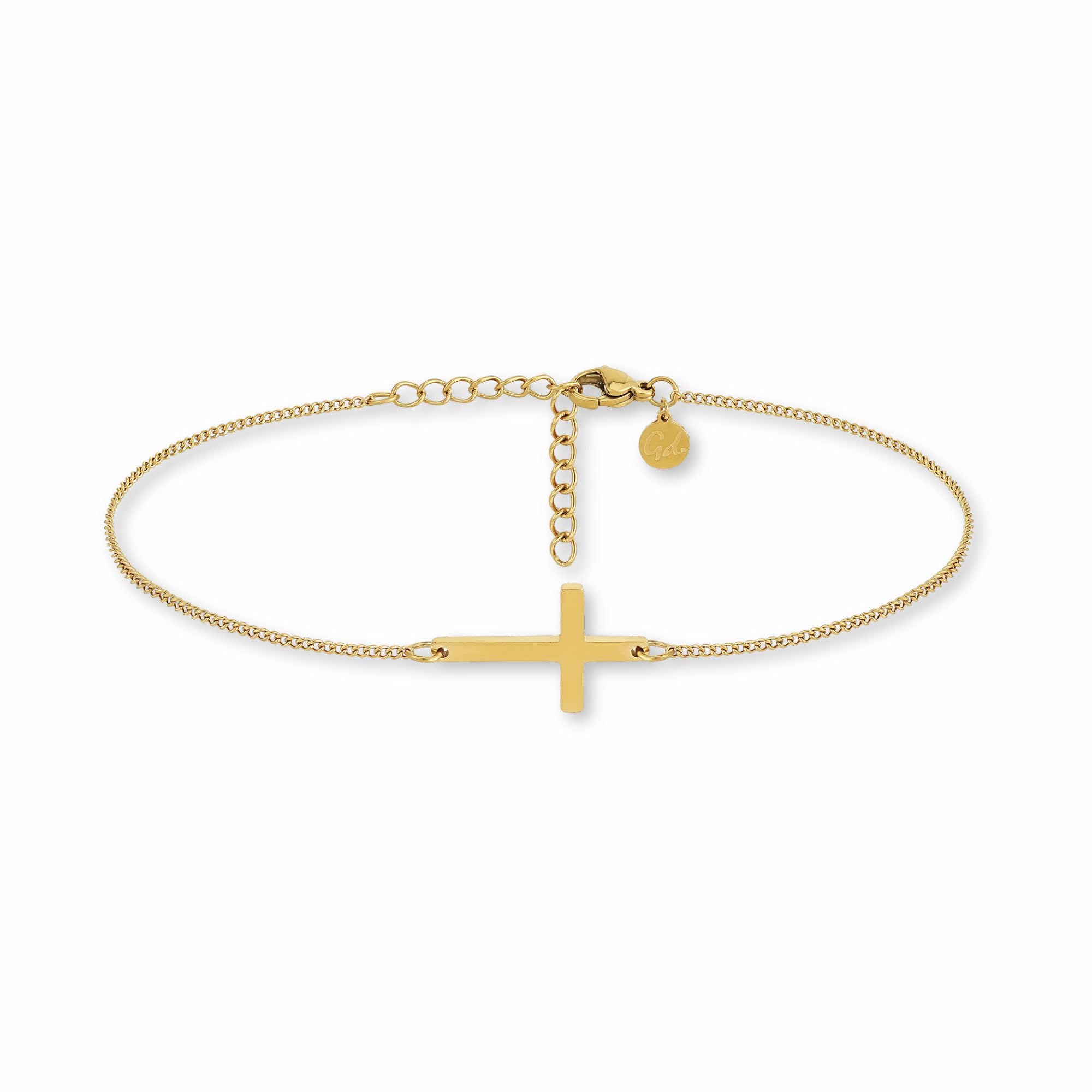 Fussketten für Frauen mit Kreuz Anhänger - Fußkettchen aus 316L Edelstahl in 18K Gold, Roségold oder Silber | Wasserfest & Verstellbar (22-27 cm)