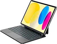 Capa com Teclado para iPad de 11ª geração A16 (2025) / iPad de 10ª geração de 10,9" (2022), Design Magnético Flutuante em Liga de Alumínio Leve com Trackpad, Teclado com Layout Português, Preta