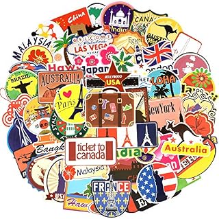 Waterproof Vinyl Stickers for Laptop Luggage Scrapbook Postcard (100Pcs Travel Style)