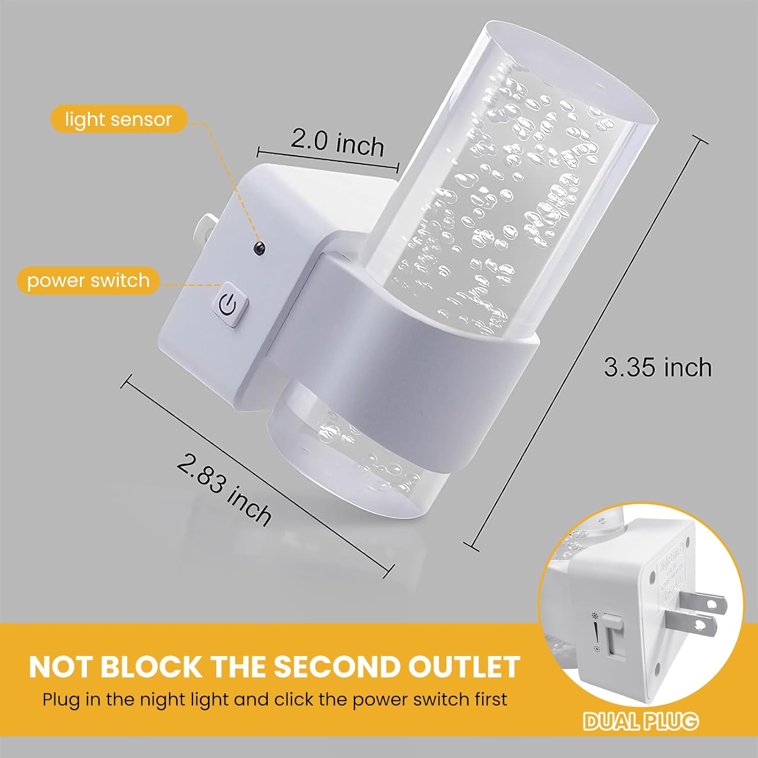 JIURUN 2 Pack LED Night Light Plug in, Auto Dimming Night Light with Light Sensor, 3000K Warm White Soft Glow Nightlight for Bedroom Bathroom Hallway Stairs Kids Room Nursery