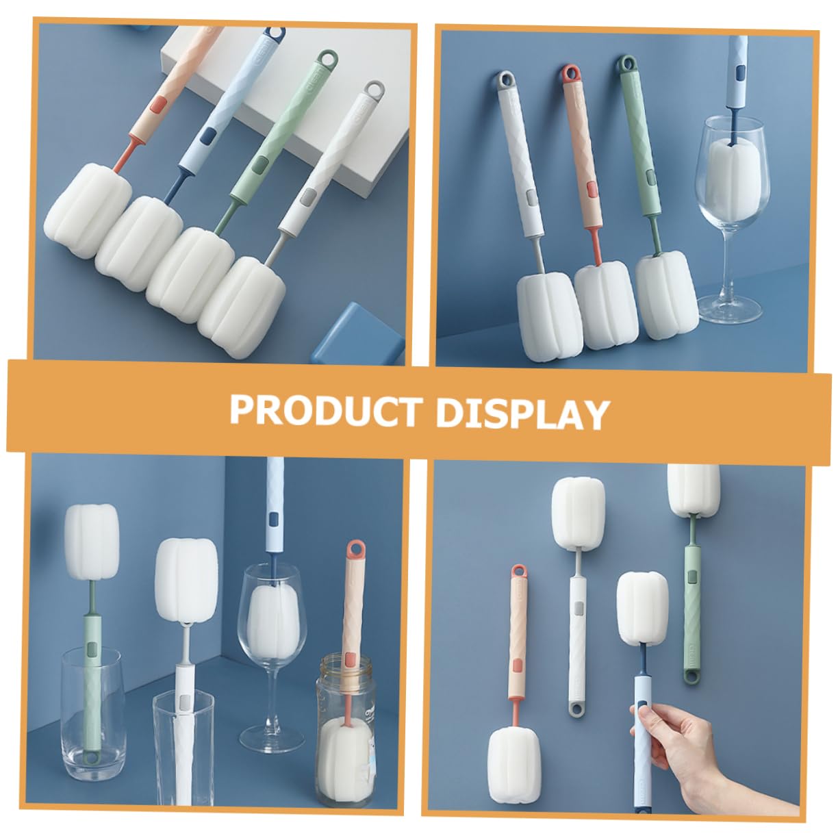 minkissy 4pcs Sponge Cup Brush Household Cleaner Glink Water Bottle Handheld Water Bottle Extra Long Bottle Brush Bottle Soft Brush Brush Pot Dry Brushing Detachable Pp