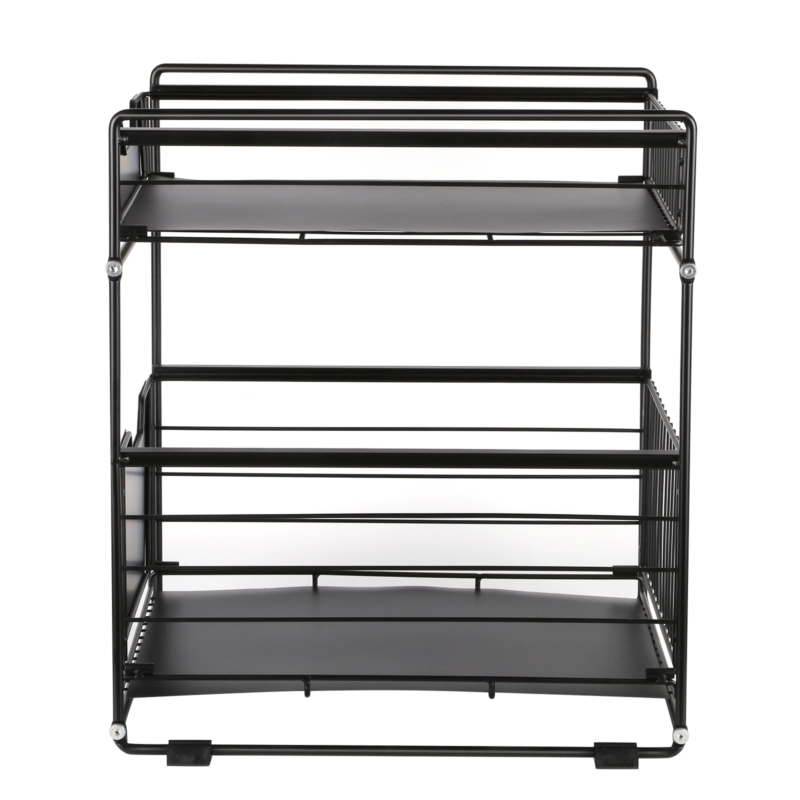 GLIT Unterschrank mit 2 Ebenen, Küchenregal, Schubladenschrank, Küchenorganizer mit 2 Schubladen, Aufbewahrungskorb für Küche, Speisekammer, Schlafzimmer, Gewürzhalter (Schwarz, 2 Stück)