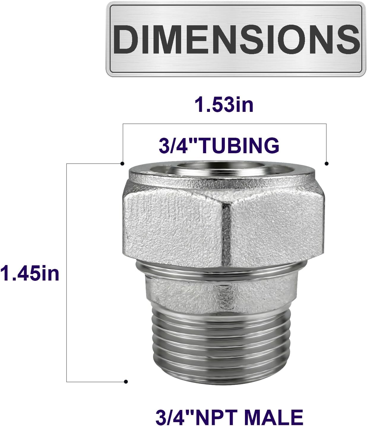 Jingzan Straight Air Piping Fitting, 3/4"Piping x 3/4"Male NPT Adapter, Brass-Nickel Plated Fittings for Garage Shop Compressed Air Line Piping System (2 PACK)