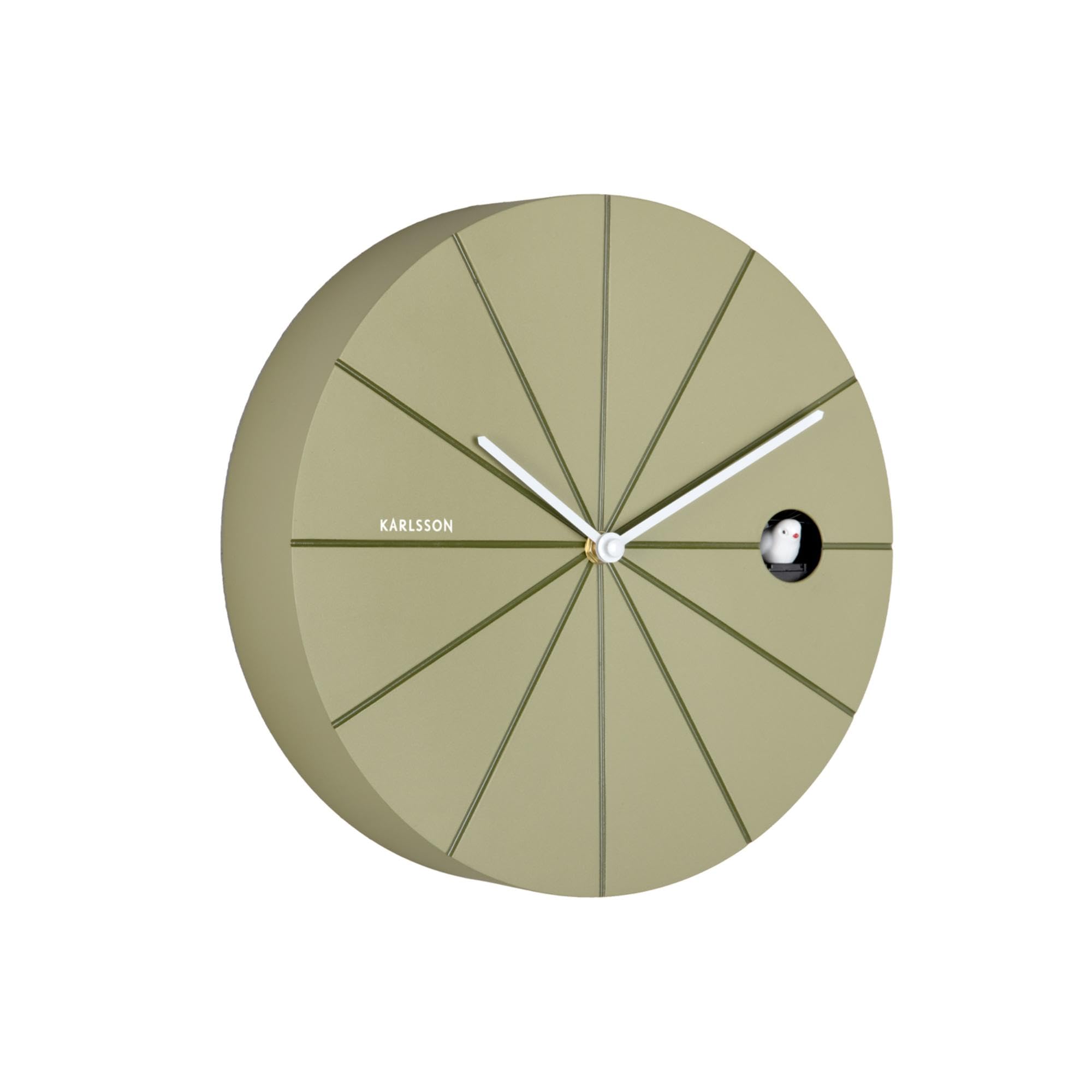 Horloge murale ronde Karlsson Destacado coucou en plastique vert mat de 28 cm