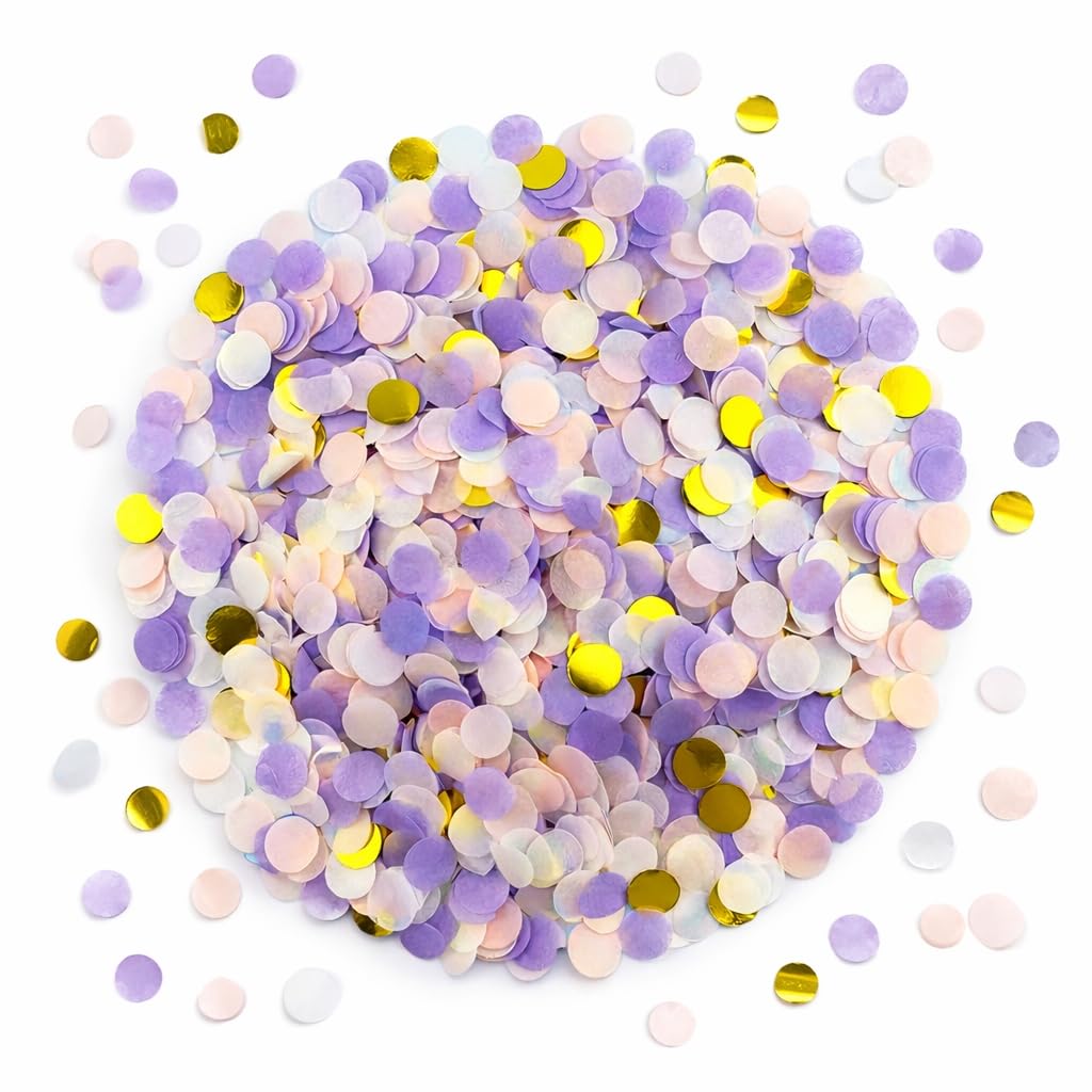 ACKKOR 8000 PCS 50g Glitter Confetti Purple Gold, Neon Confetti Colorful Birthday Decoration Rose Gold Glitter Colorful Large Scatter Decoration Birthday Pastel