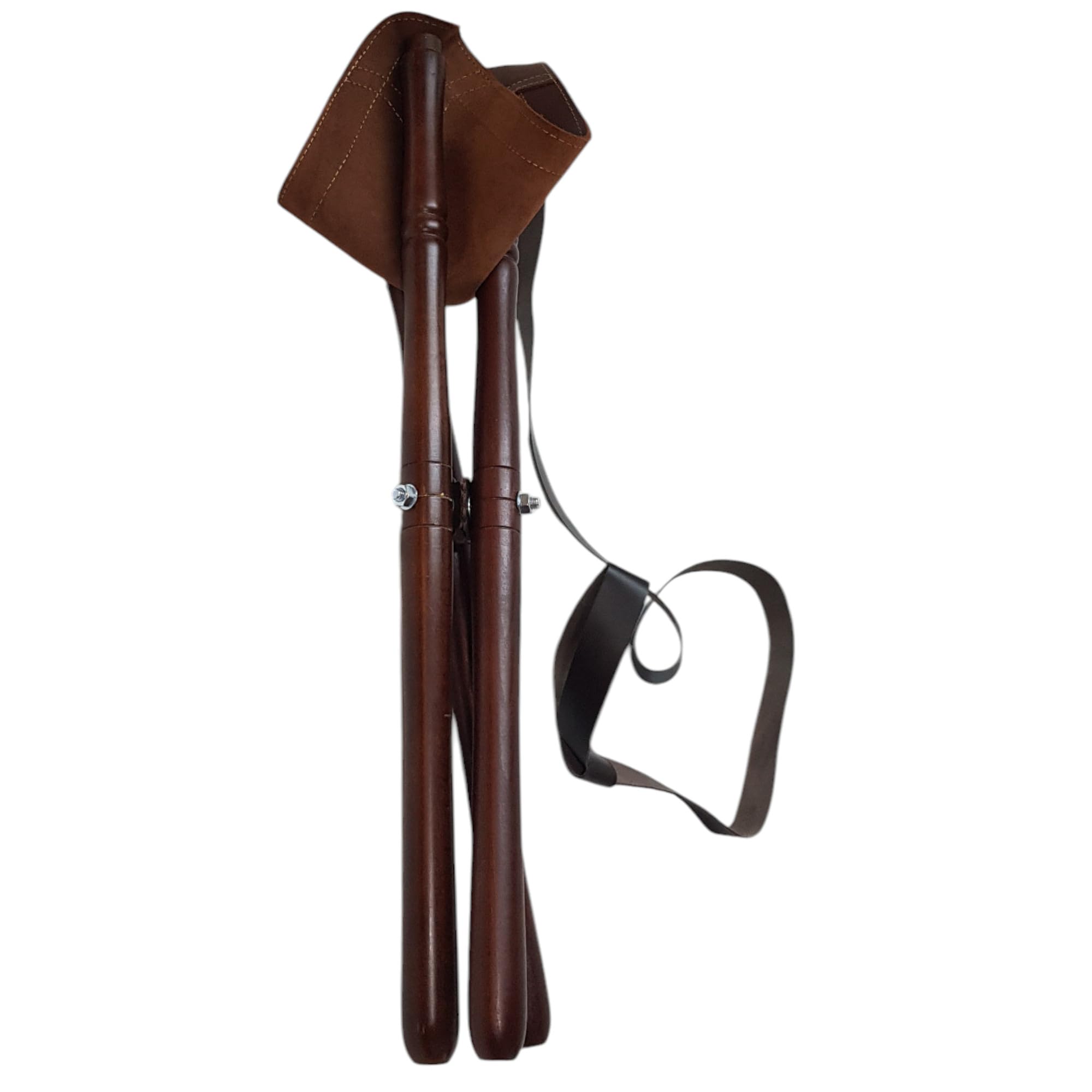 Silla para perdigón, Patas de Madera y culera de Cuero, con Correa para el Transporte (50CM)